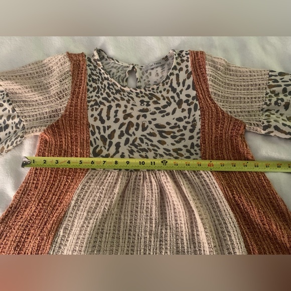 Ces Femme Pink and Gray Leopard Patchwork Boho Peasant Blouse - Picture 13 of 13